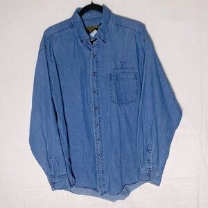Vintage River’s End Blue Jean Long Sleeve Casual Denim Button Up Shirt L